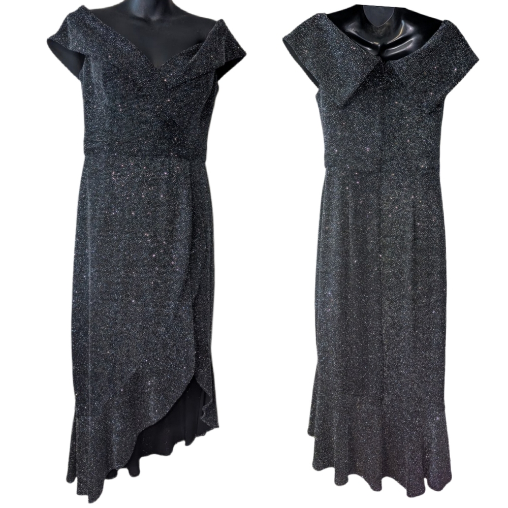 Vintage 80s/90s NWT Deadstock Elegant Black Glitter Dress Size M